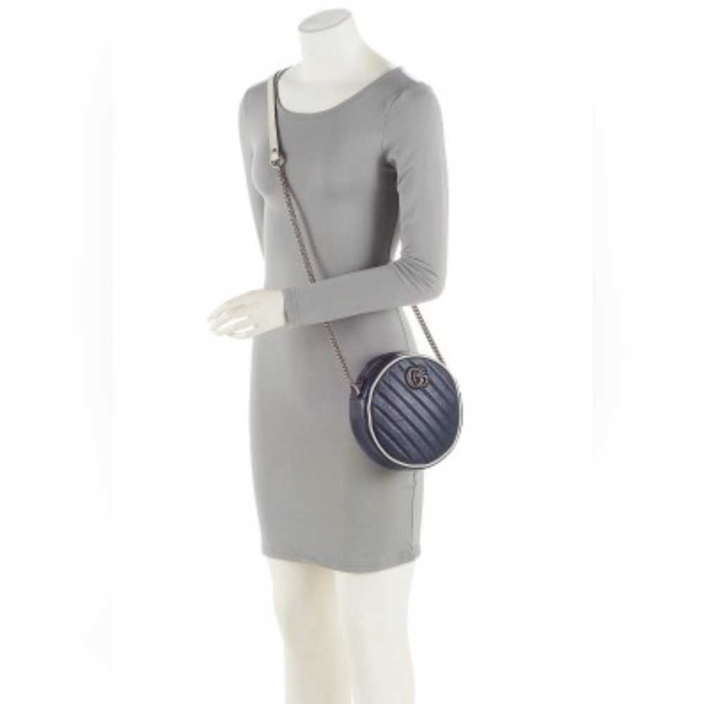 🔥 💯 Gucci Matelasse Leather Torchon GG Marmont Round Bag - Picture 2 of 13